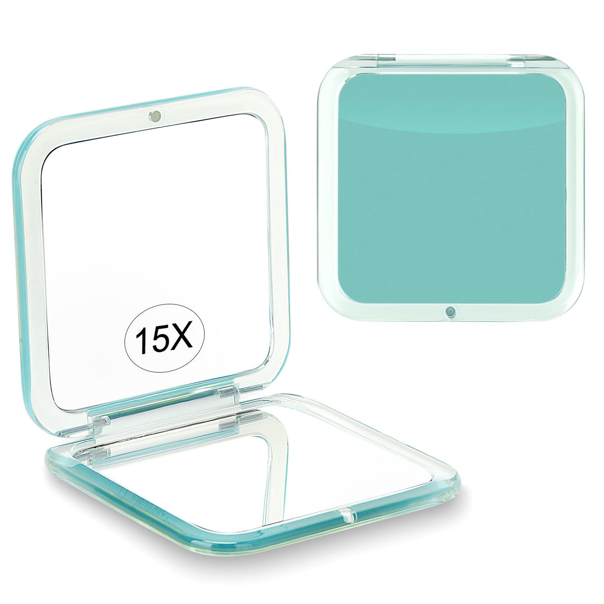 Santoo 15X Magnifying Makeup Mirror - Portable 2-Sided Handheld Pocket Mirror (Green) 3.3&quot;