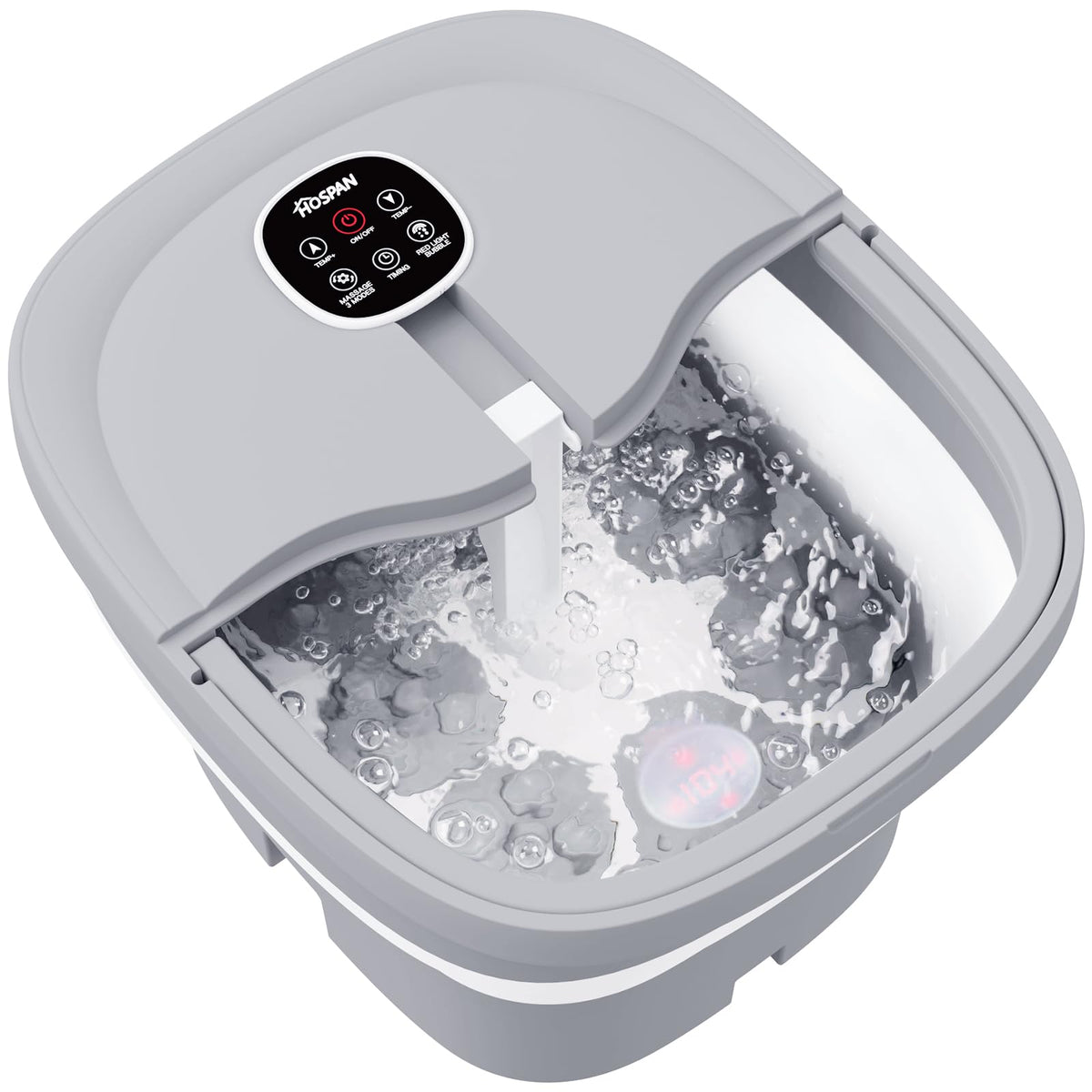 Hospan Electric Foot Spa With Heat & Massage, Remote Control, Bubble, Gray - Stress Relief Fs02A