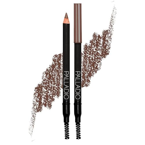 Palladio Dark Brown Brow Pencil & Brush, 0.04 Oz - Perfect For Eyebrows