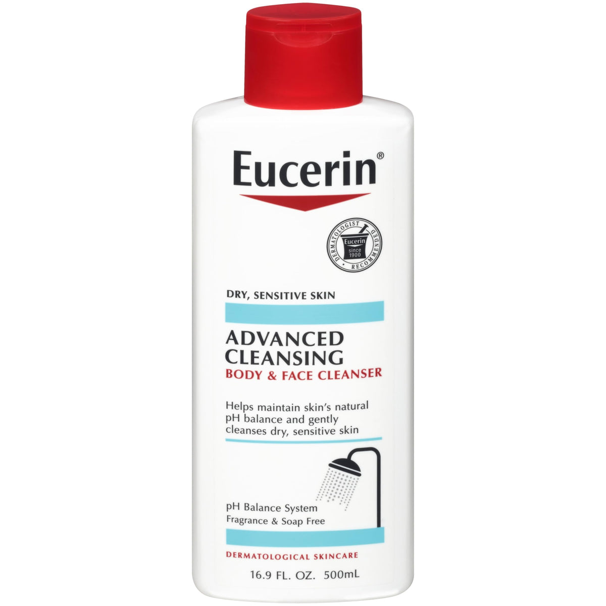 Eucerin Advanced Cleansing Body & Face Wash, Ph-Balanced, Gentle For Sensitive Skin, 16.9 Fl Oz