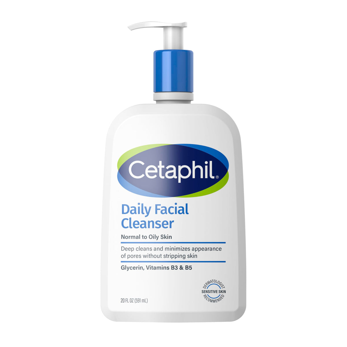 Cetaphil Daily Facial Cleanser For Sensitive Skin, 20 Oz, Gentle Foaming, Soap Free