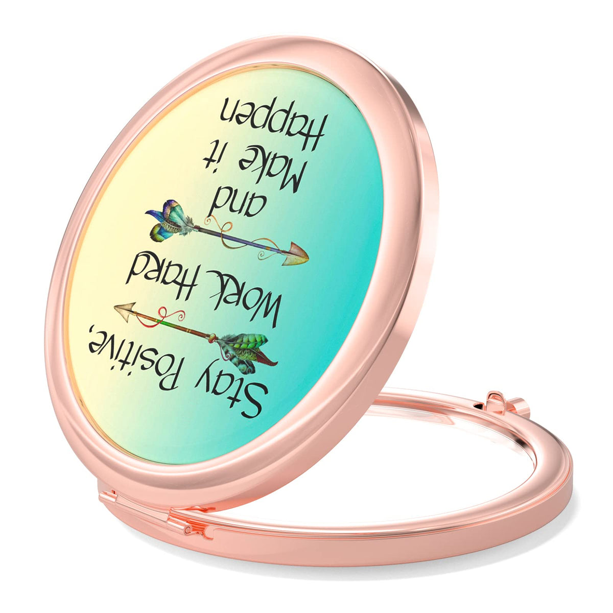 Nipichsha Rose Gold Compact Mirror - 2X/1X Magnification, Portable Travel Makeup Mirror