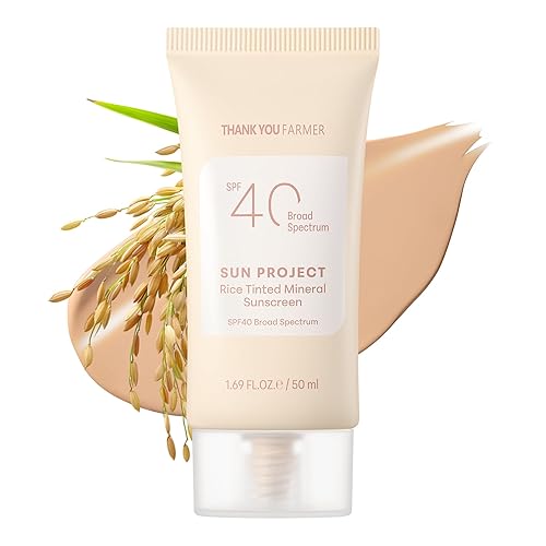 Thankyou Farmer Rice Tinted Mineral Sunscreen Spf40 - Korean Face Sunscreen, No White Cast, 1.69 Oz