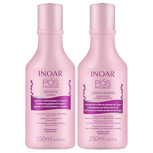 Inoar Pos Progress Shampoo & Conditioner Kit - Vegan Keratin Hair Treatment For Men & Women