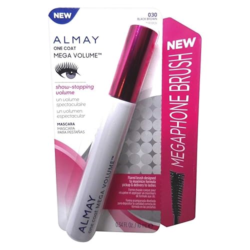 Almay Mega Volume Mascara, 030 Black Brown, 0.34 Fl Oz - Bold, Long-Lasting Volume