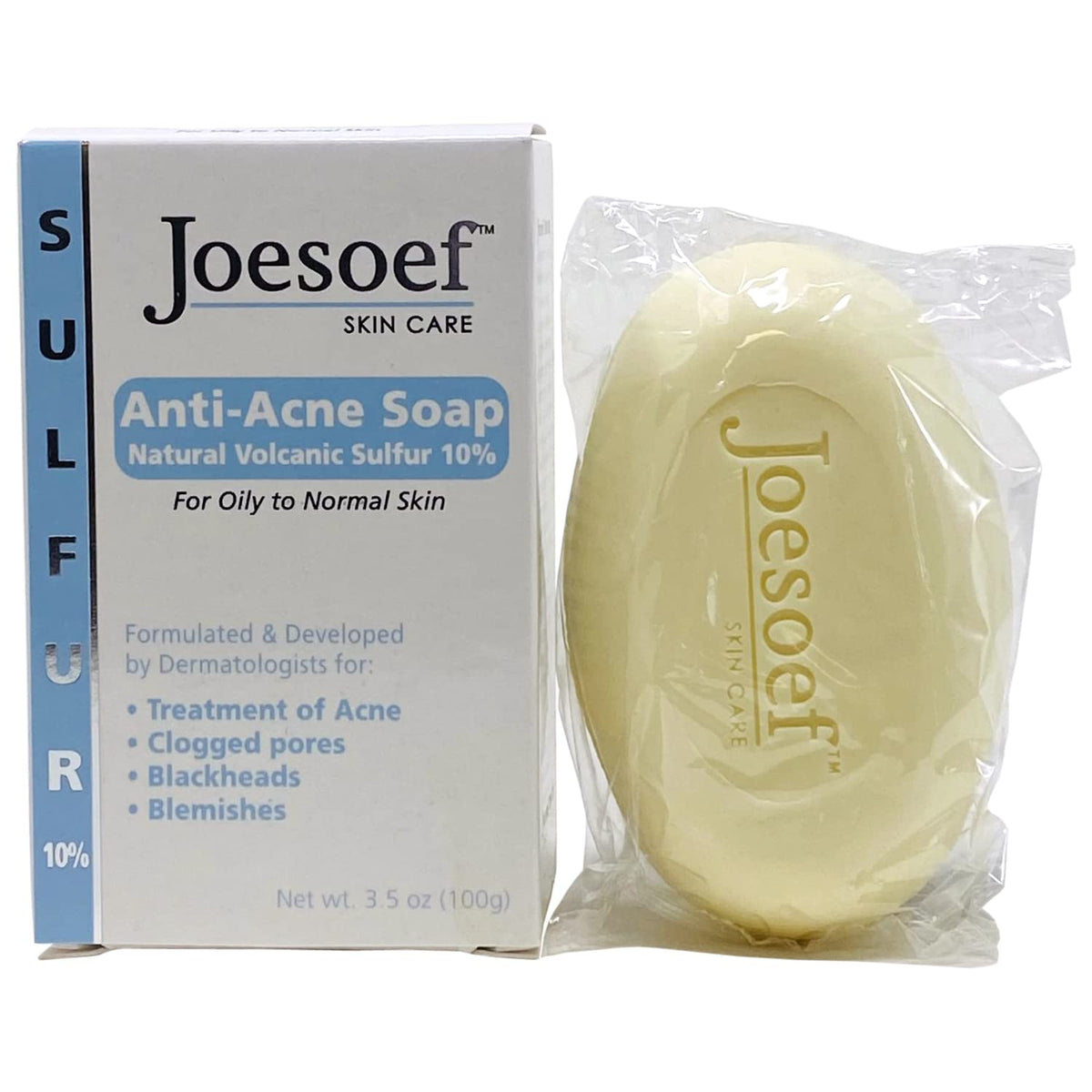 Joesoef Skin Care Sulfur Soap For Acne & Rosacea, Dermatologist Approved, 100G