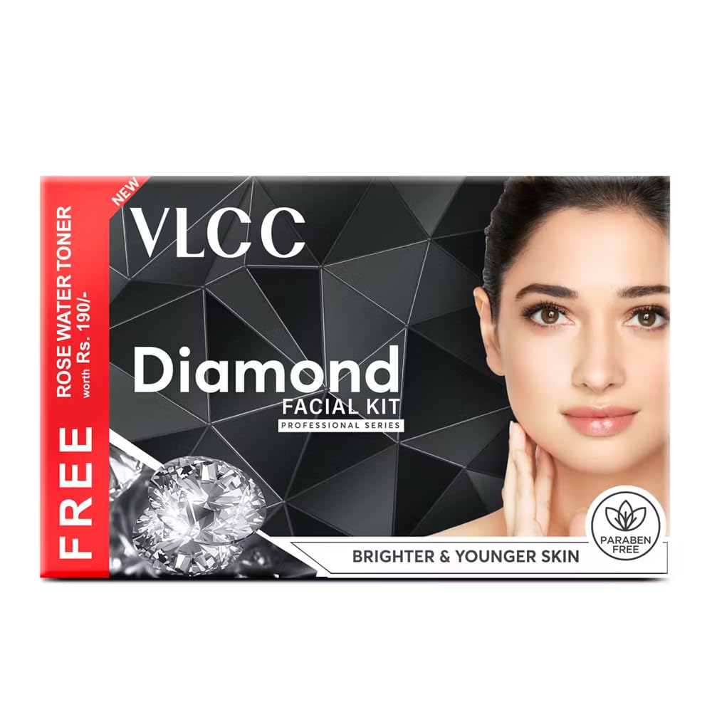 Vlcc Diamond Facial Kit + Free Rose Water Toner - 300Gm + 100Ml, 1 Count