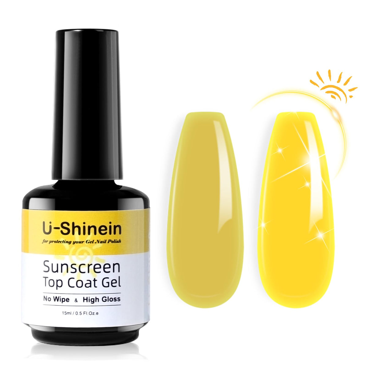 U-Shinein Uv Top Coat Gel - 2-In-1 No Wipe Sunscreen, Clear 1 Fl Oz, Prevents