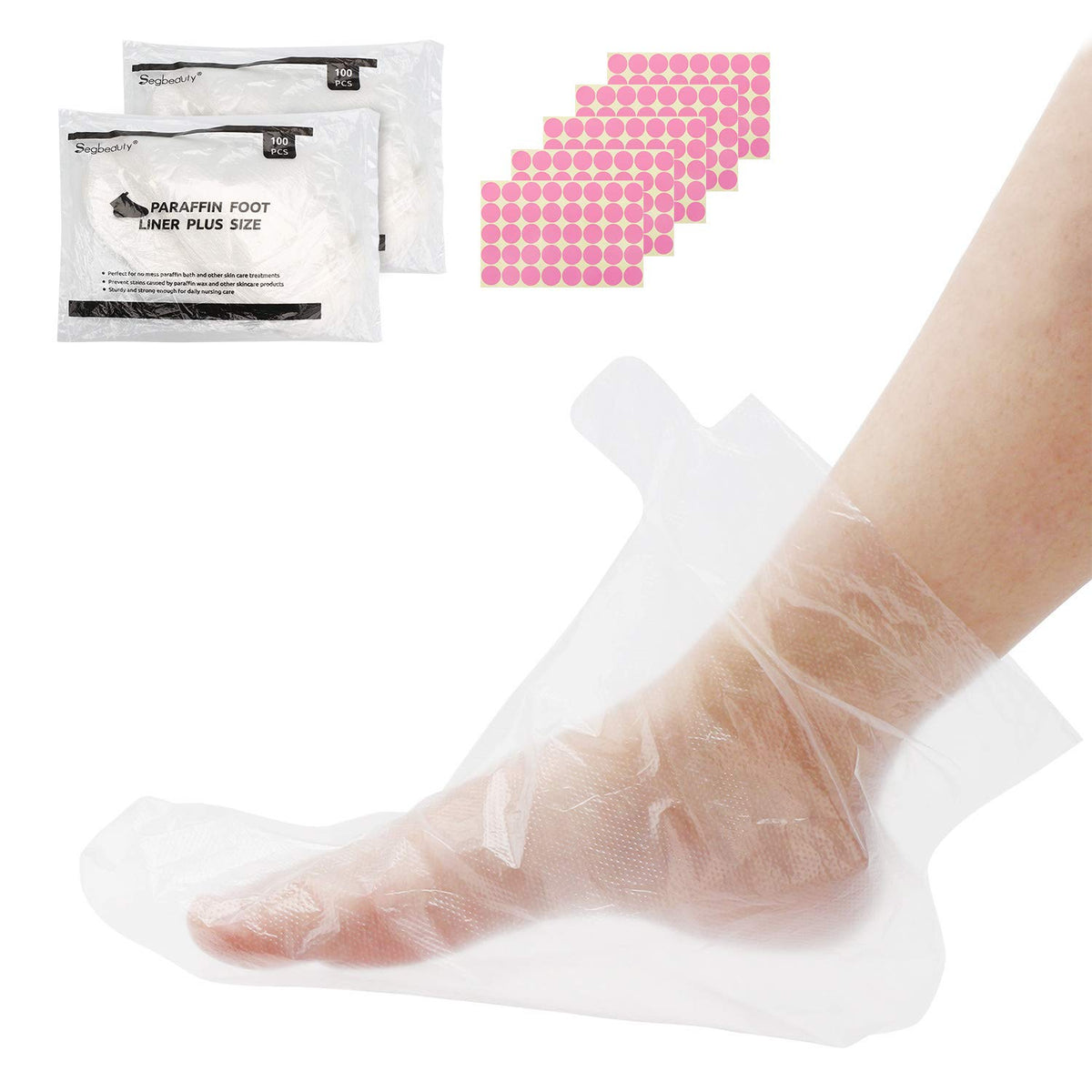 Segbeauty Thermal Foot Liners, 200 Count Wax Bath Foot Covers With Stickers For Paraffin Machine