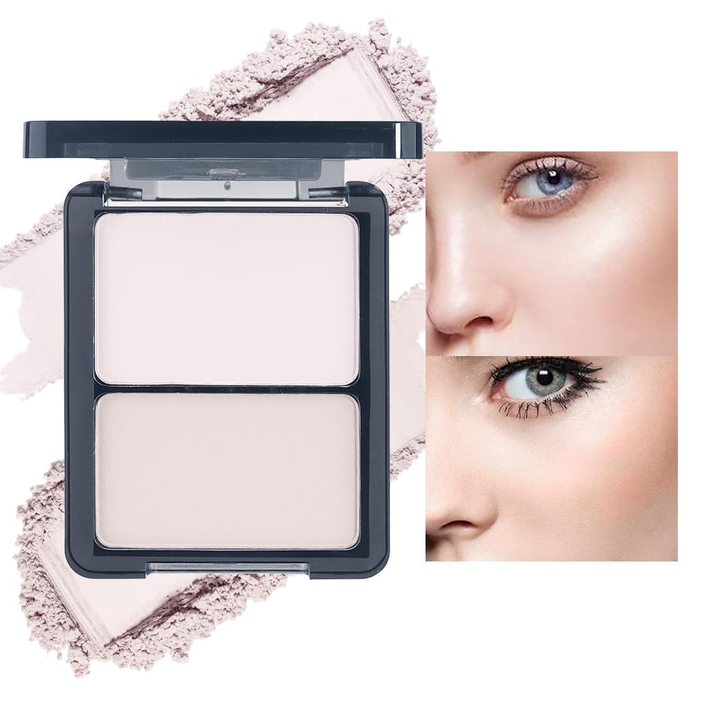 Suake 3-In-1 Brown Nude Face Highlight Bronzer Powder Palette, Matte Coverage Makeup