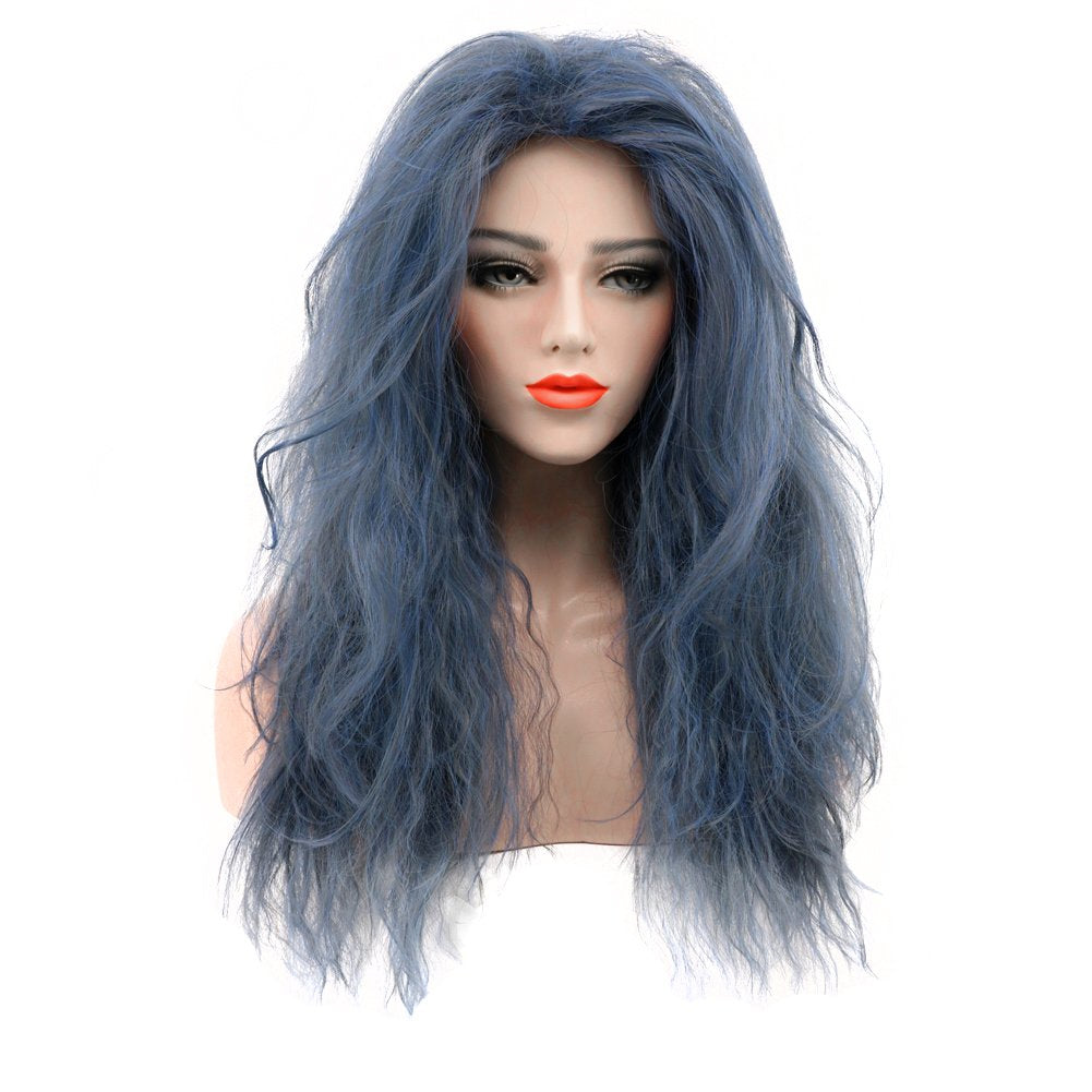 karlery Dark Blue Curly Wig for Women - Halloween Cosplay Witch Costume Party Accessory