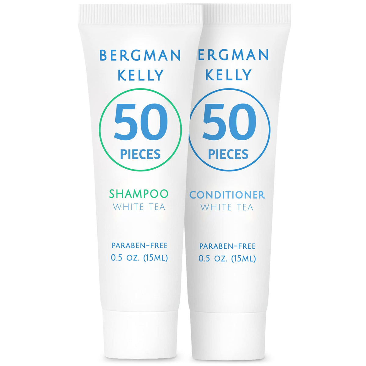 Bergman Kelly Travel Shampoo And Conditioner Set - 100 Pieces, White Tea, Hotel Toiletries