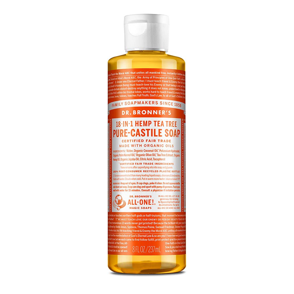 Dr. Bronner'S Pure-Castile Liquid Soap, Tea Tree, 8 Oz - Organic, Vegan, 18-In-1