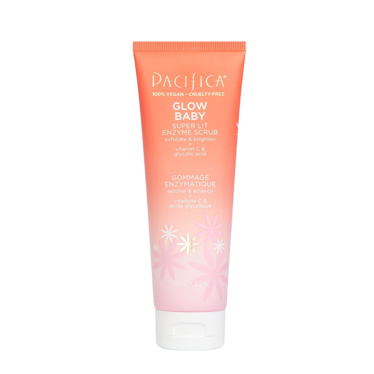 Pacifica Beauty Glow Baby Enzyme Face Scrub - Vitamin C, Glycolic Acid, Exfoliating, Vegan, 4 Fl