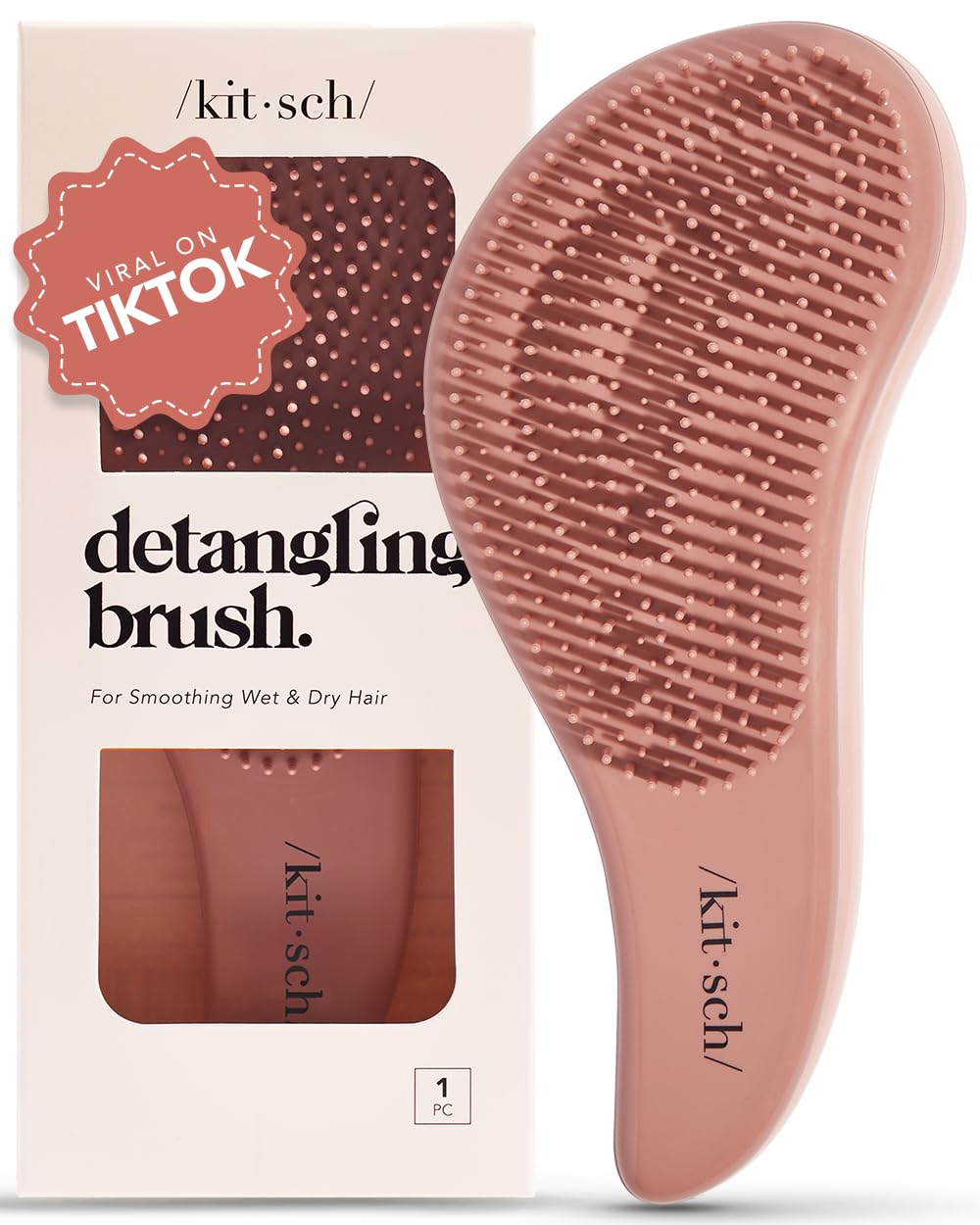 Kitsch Terracotta Detangler Brush For Curly & Straight Hair - Pain-Free, Flexible Bristles