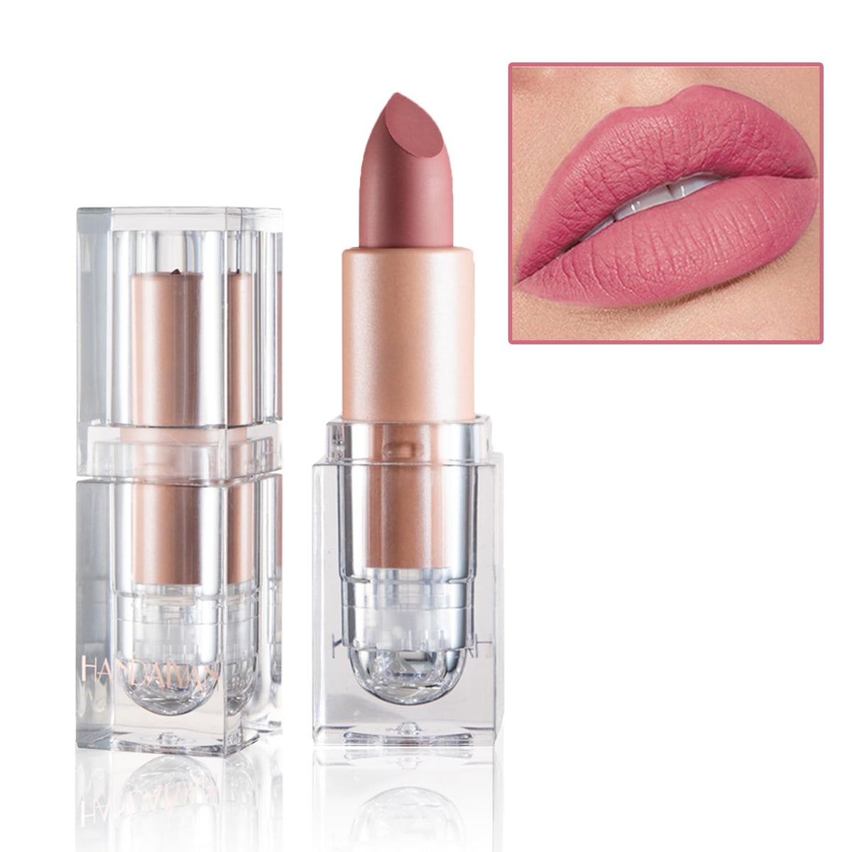 Ionsgako Matte Nude Lipstick, Long-Lasting Waterproof Lip Gloss, 602 Bean Paste, Non-Fading