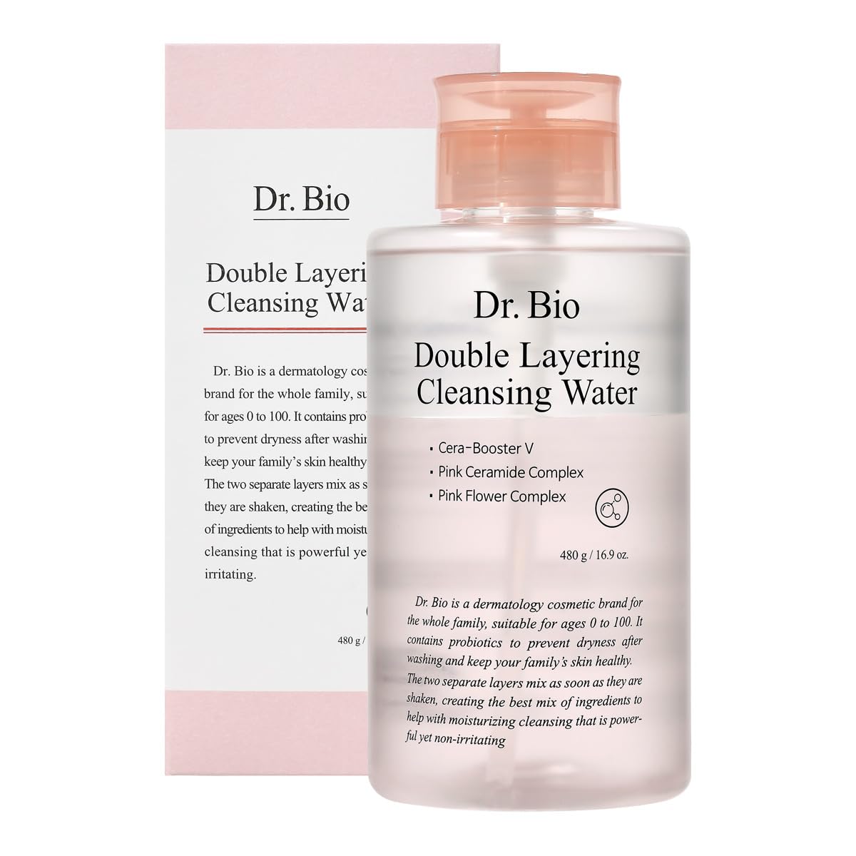 Dr. Bio Micellar Cleansing Water 16.9Oz - Face Cleanser & Makeup Remover For Sensitive Skin