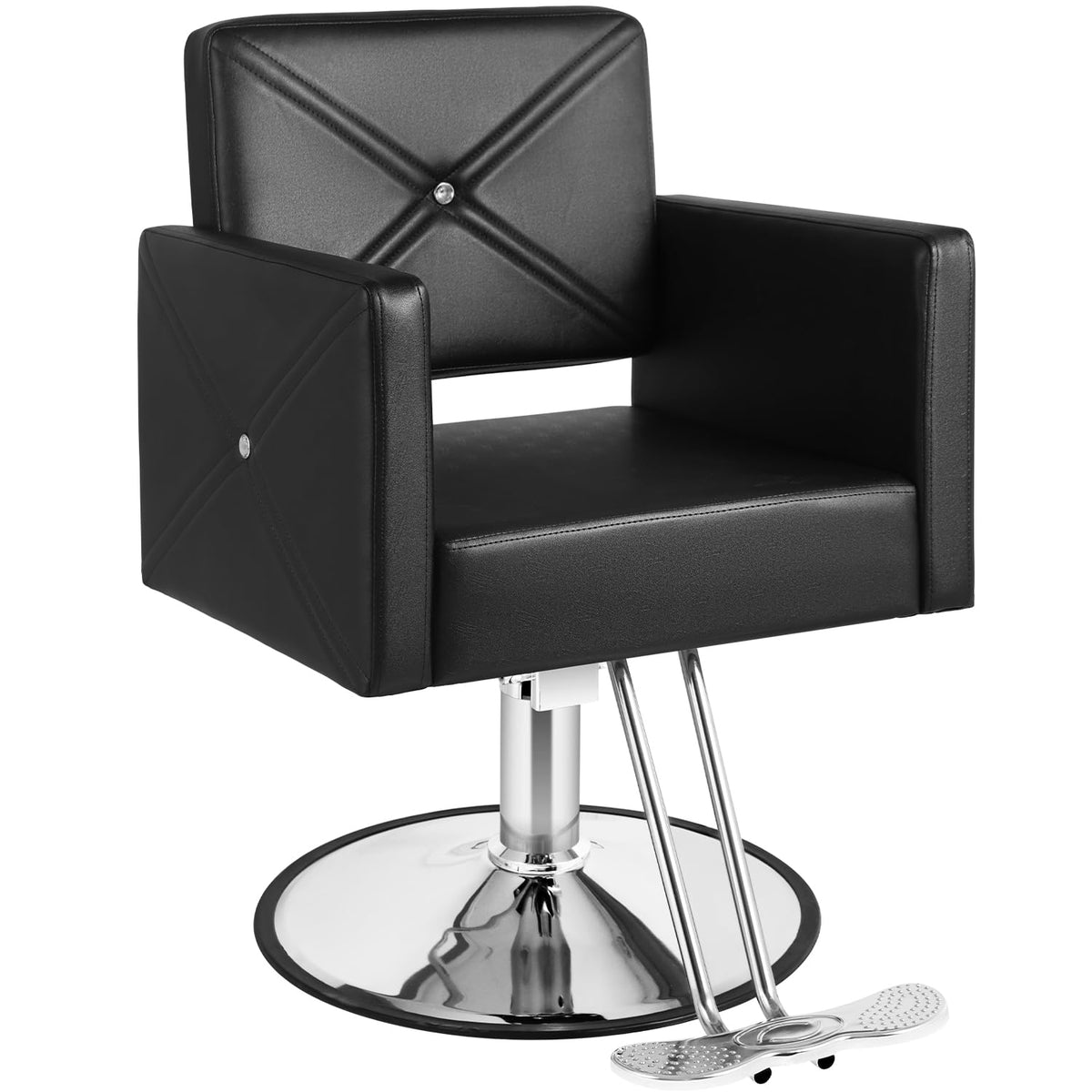 Mimwow Black Salon Chair - Adjustable Hydraulic Stylist Chair With 360° Roll, Heavy Duty