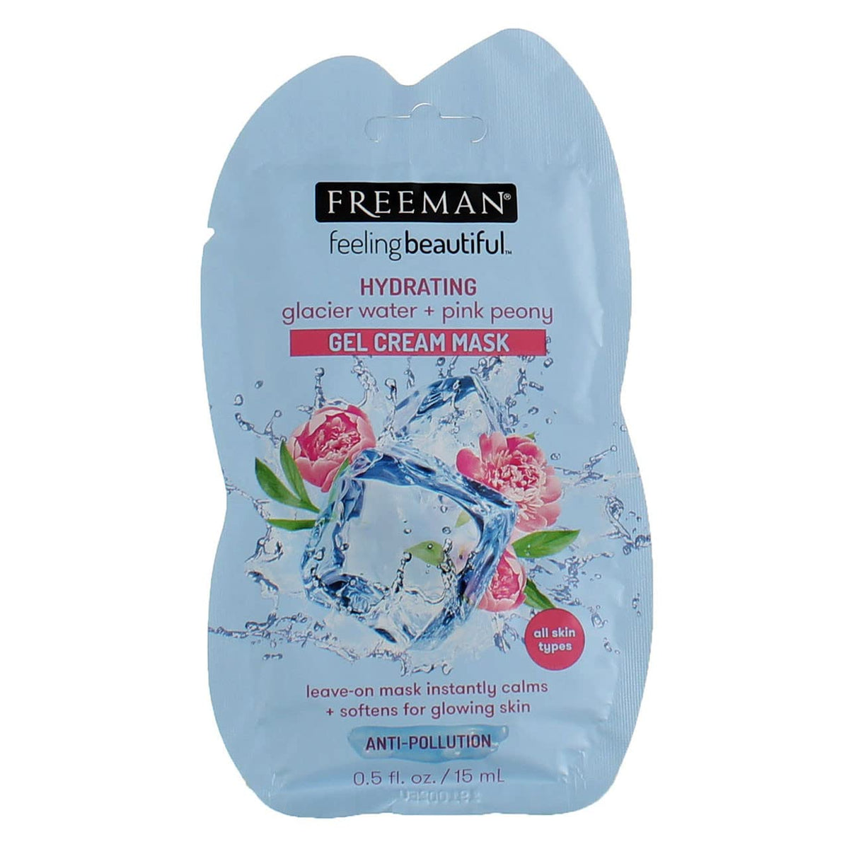 Freeman Glacier Water & Pink Peony Gel Cream Mask Sachet, Hydrating, 0.5 Oz (Pack Of 6)