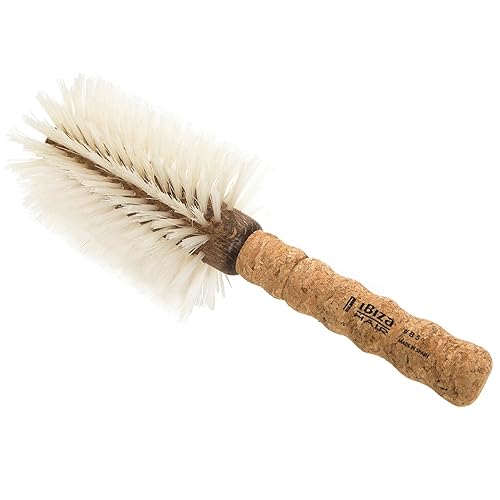 Ibiza Hair Boar Bristle Round Brush B5 80mm - Blonde Bristles, Cork Handle, for Soft Curls & Volume