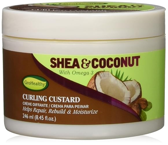 Grohealthy Shea & Coconut Curling Custard, 8.5 Oz - Moisturizing Hair Cream for Curls