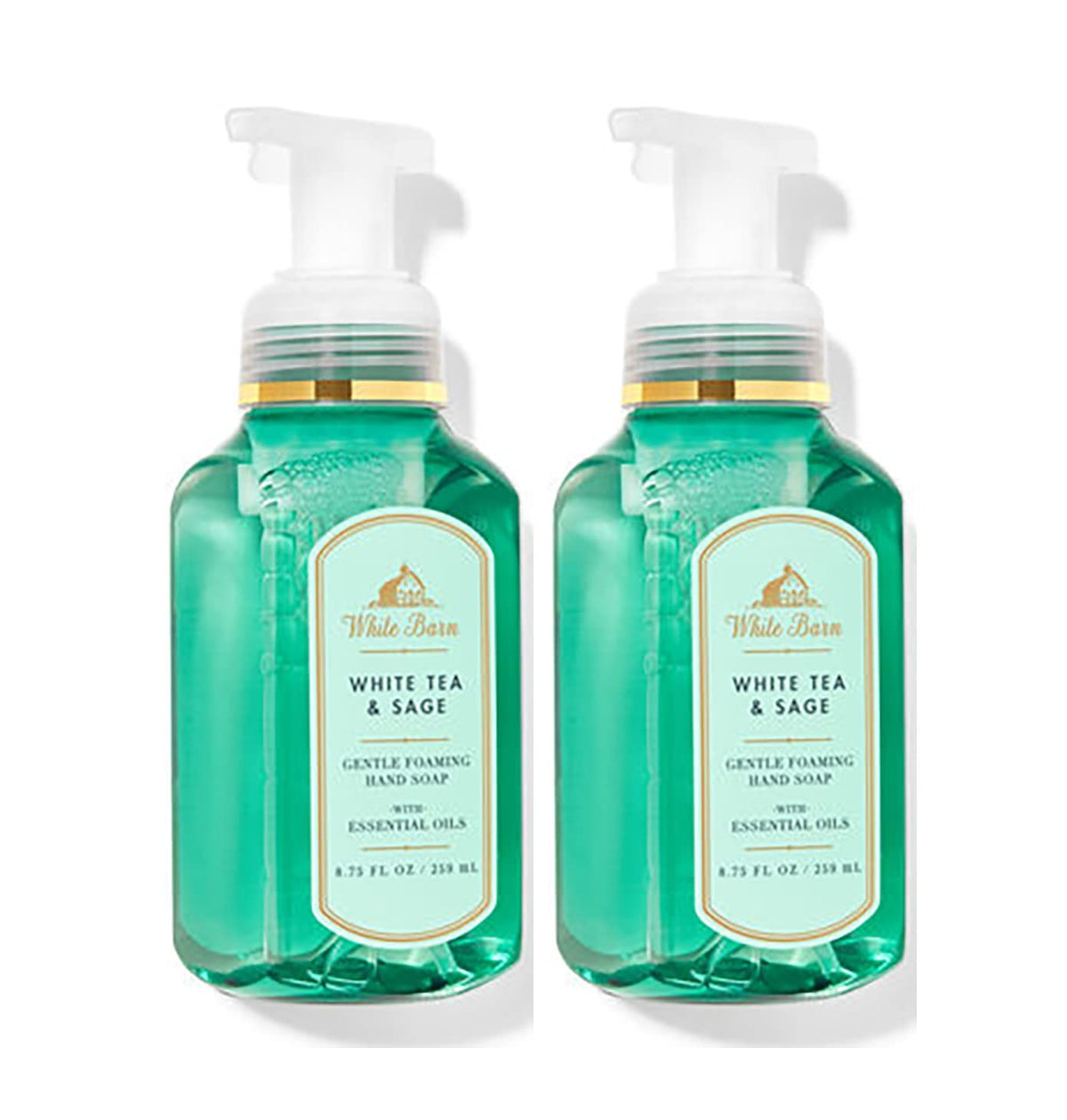 Bath & Body Works White Tea & Sage Gentle Foaming Hand Soap 2-Pack, 17.5 Oz Total