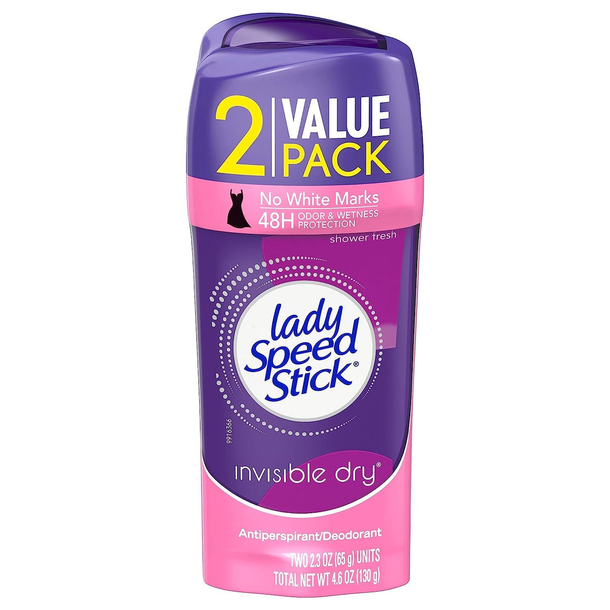 Lady Speed Stick Invisible Dry Antiperspirant Deodorant, Shower Fresh, 2.3Oz Twin Pack