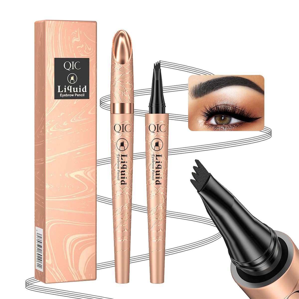 Hulyfw Eyebrow Pencil, Black Micro-Fork Tip, Smudge-Proof & Waterproof, Long-Lasting Makeup