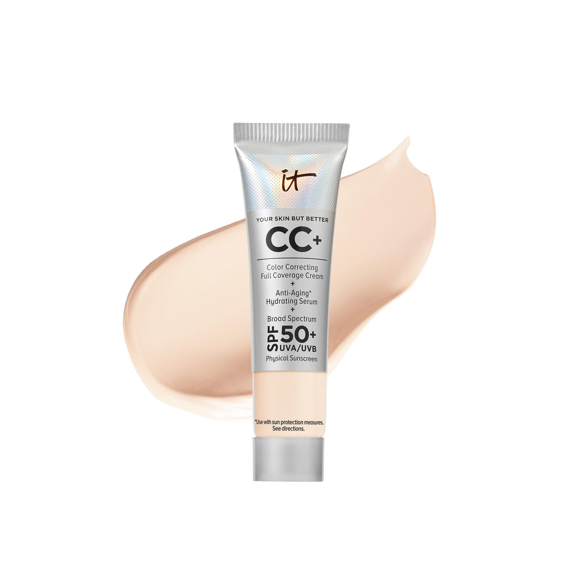 It Cosmetics Cc+ Cream Travel Size, Fair Light, Full-Coverage Foundation & Spf 50+, 0.4 Fl Oz