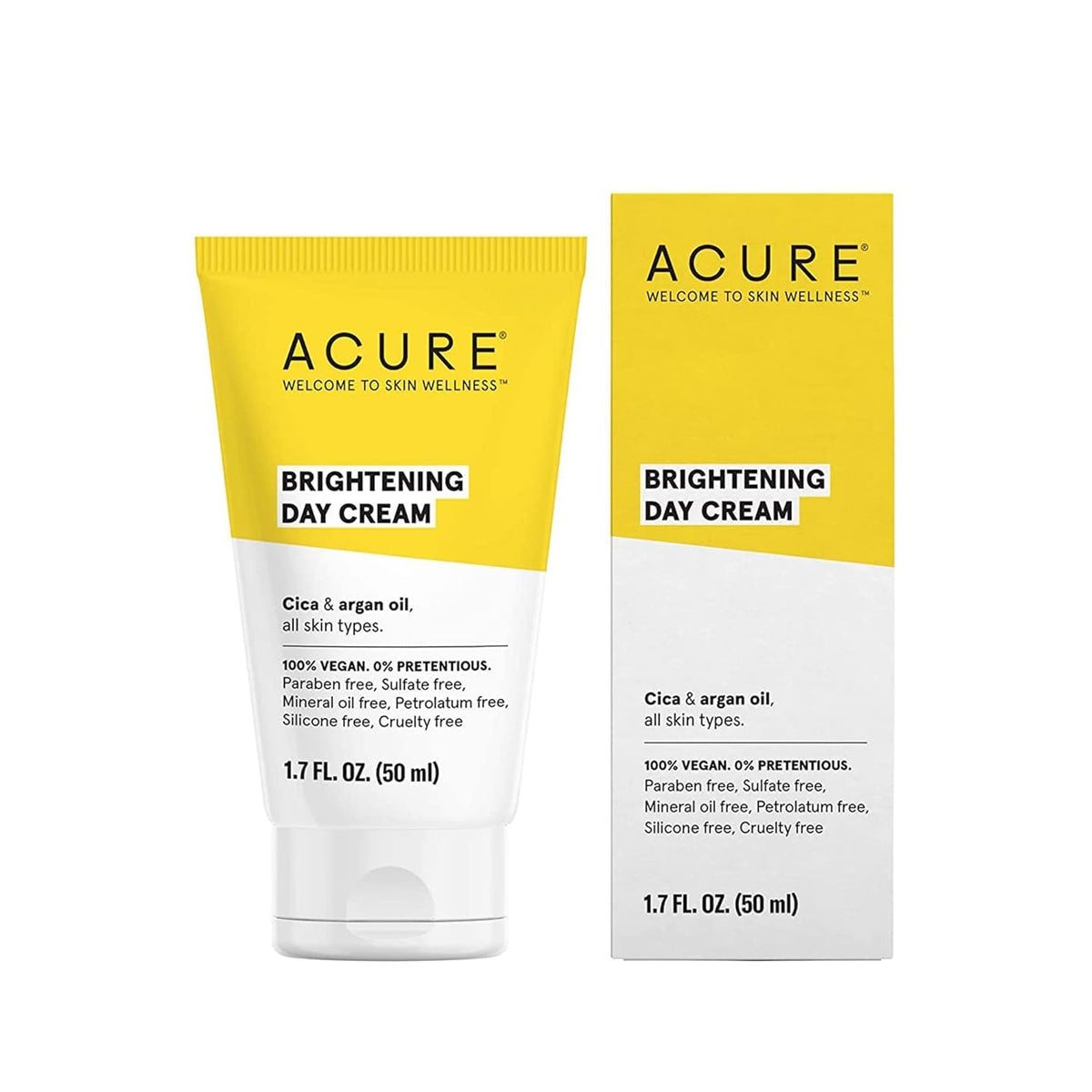 Acure Brightening Day Cream With Cica & Argan Oil - 100% Vegan, 1.7 Fl Oz, All Skin