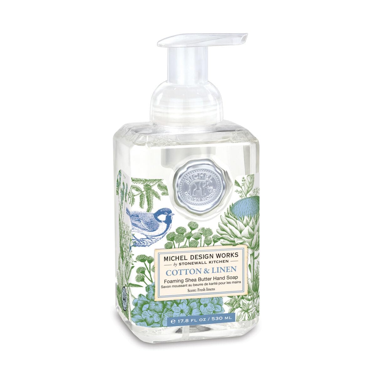 Michel Design Works Foaming Hand Soap 17.8Oz, Cotton & Linen Scent, Shea Butter & Aloe Vera