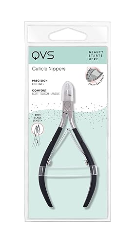 Qvs Stainless Steel Cuticle Nippers With Rubber Grip - Precision Nail Care Tool