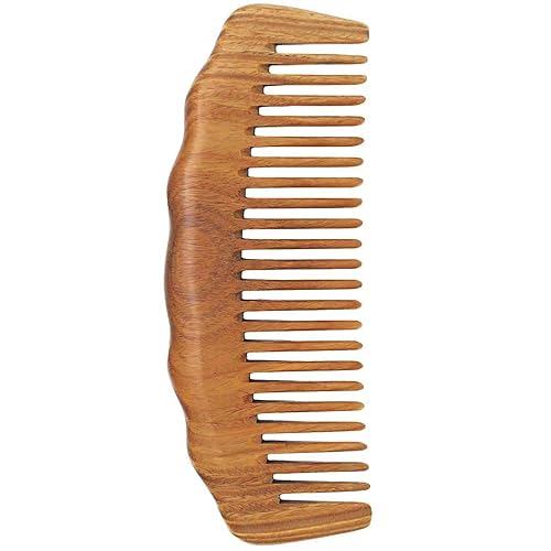 Moreinday Sandalwood Wide Tooth Comb for Men & Women - Brown Wooden Hair Comb, 6x2 Inch