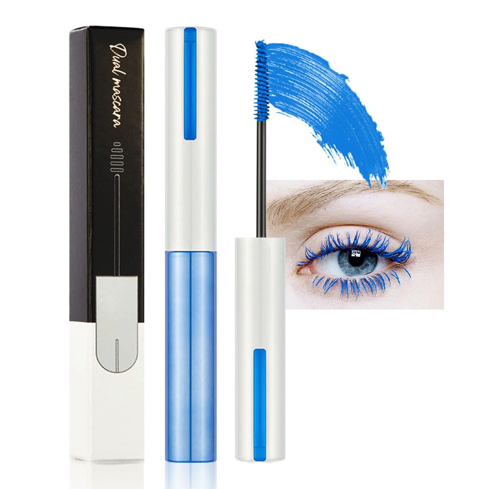 Bingbrush Colored Waterproof Mascara With Comb, Long-Lasting Voluminous Eye Makeup, Blue