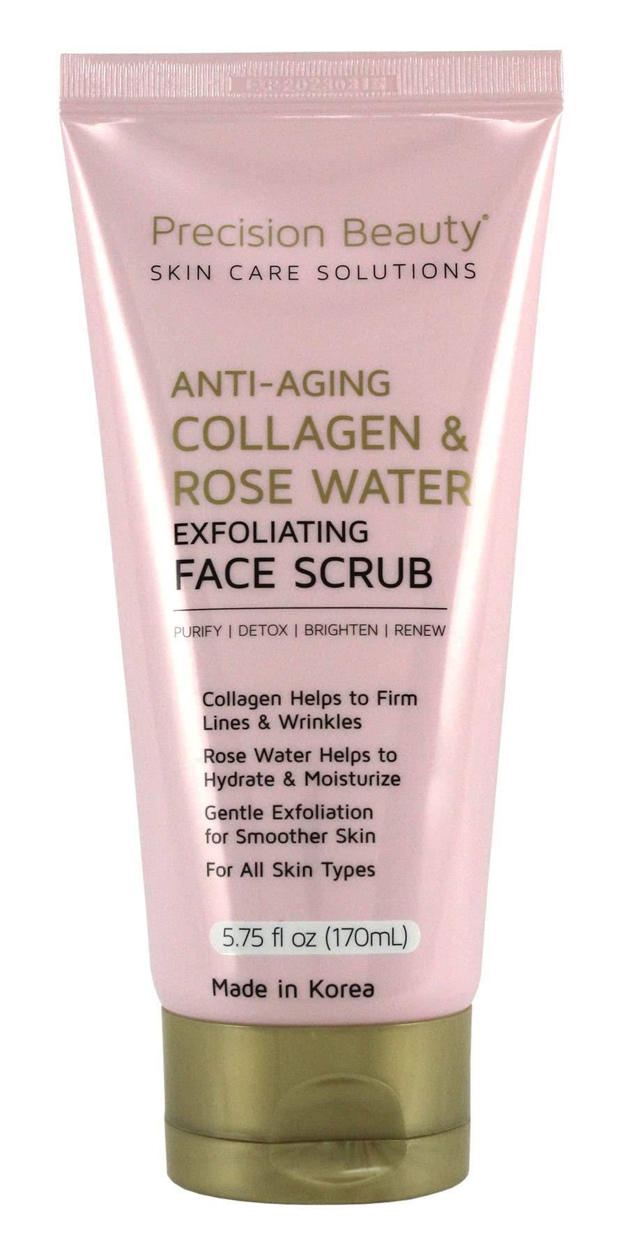 Precision Beauty Anti-Aging Collagen & Rose Water Exfoliating Face Scrub, 5.75 Fl Oz