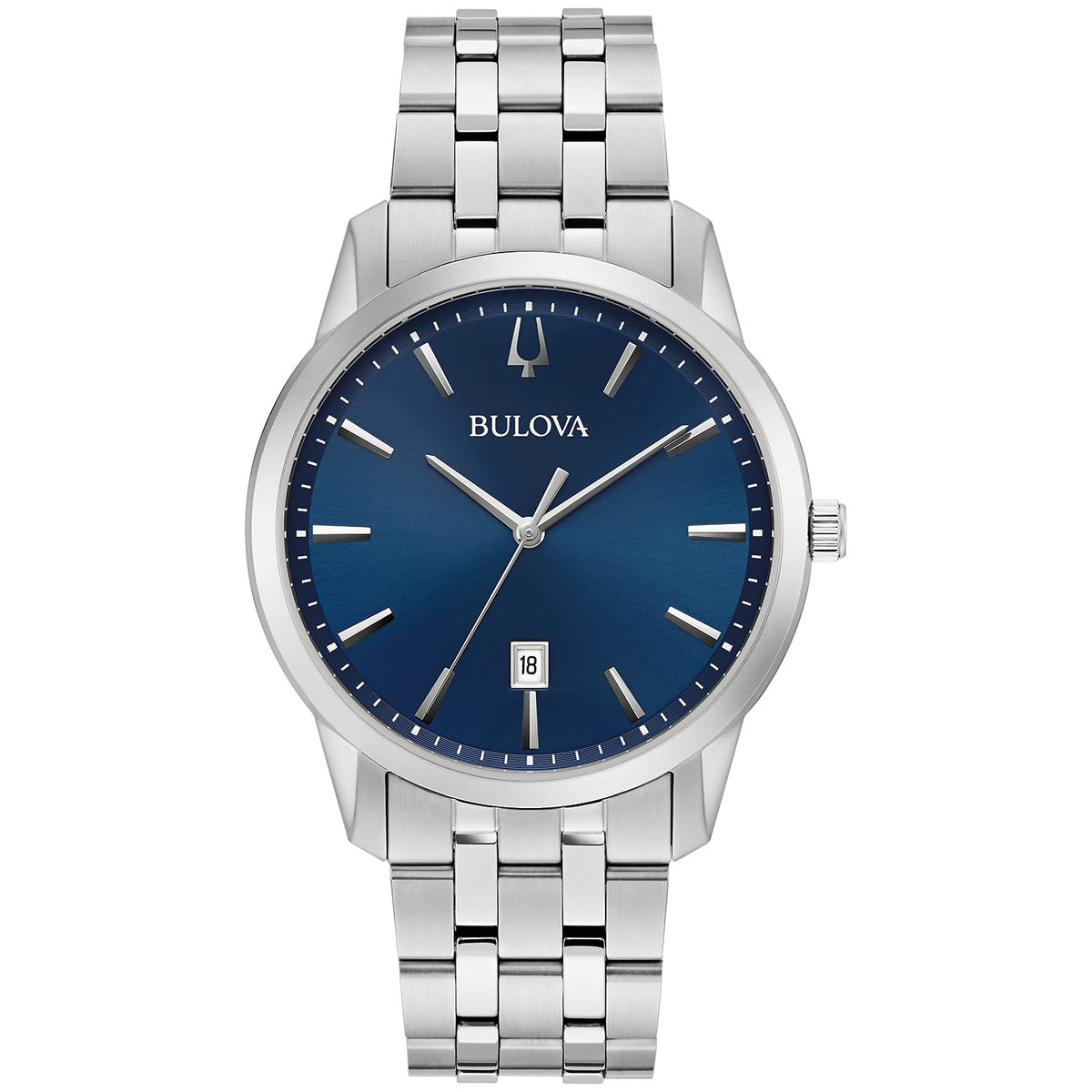 Bulova Men'S Classic Sutton 3-Hand Quartz Watch, Stainless Steel, Blue Dial, 40Mm