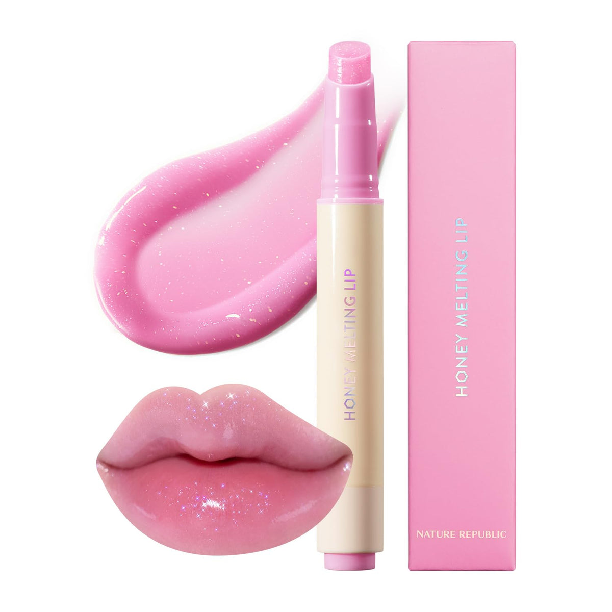 Nature Republic Honey Melting Lip Glitter 13 Aurora - Glossy Lip Stick & Balm, Korean Makeup