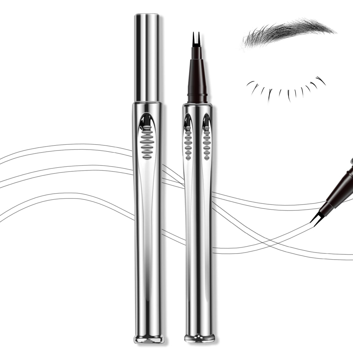 Hosaily Microblading Eyebrow & Eyelash Pen - Waterproof, Long Lasting, Black, 0.56 Fl