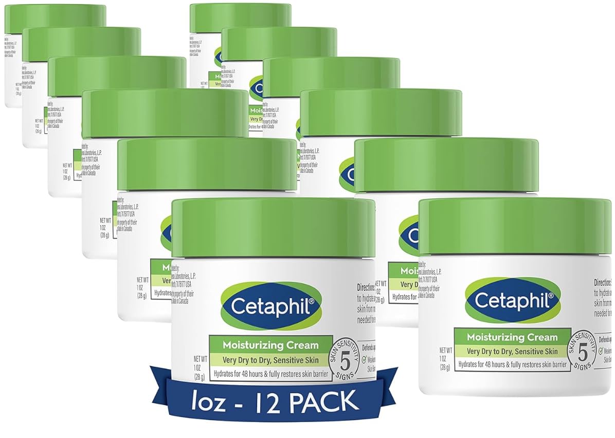 Cetaphil Hydrating Moisturizer Cream For Dry Sensitive Skin, Fragrance Free, 1 Oz, 12 Pack