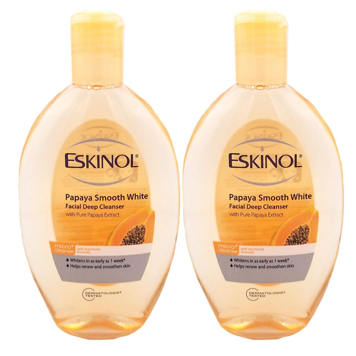 Eskinol Papaya Facial Cleanser, 225Ml - Pack Of 2, Orange, Deep Cleansing For Radiant Skin