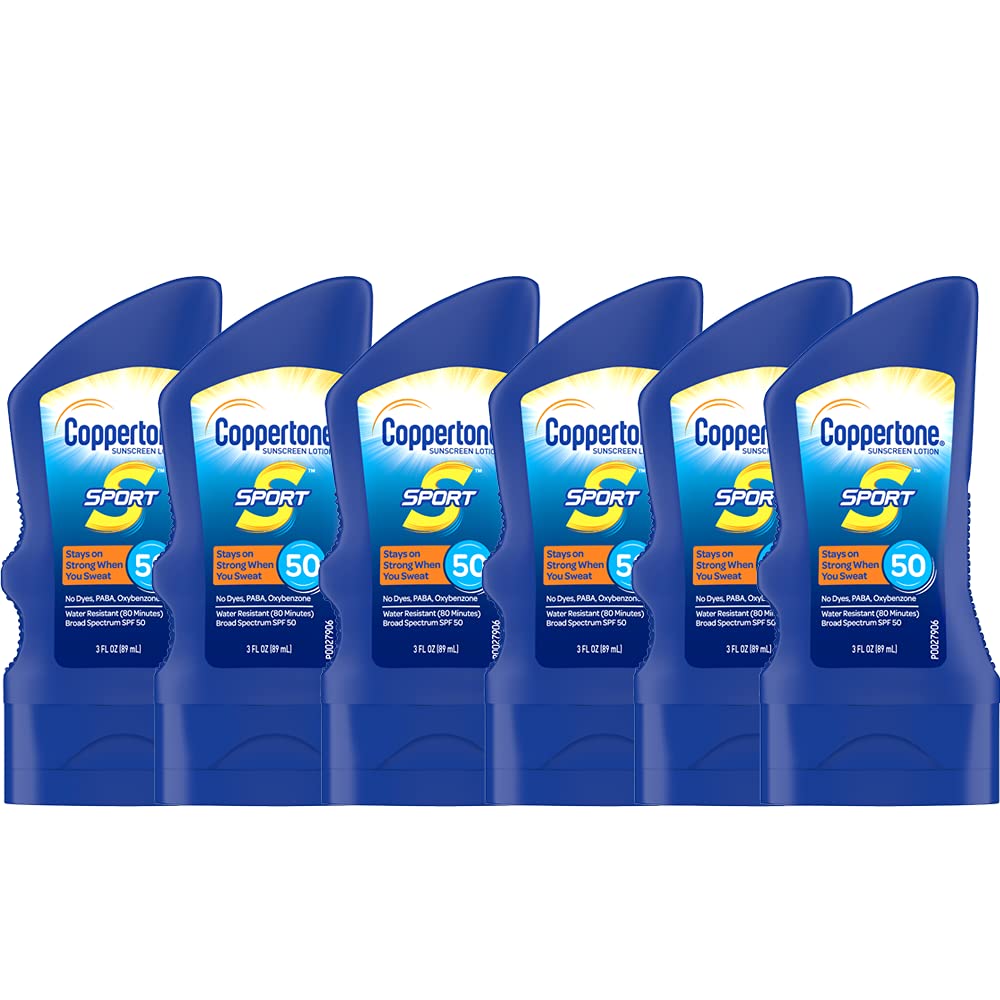 Coppertone Sport Sunscreen Lotion Spf 50, 3 Fl Oz, Multi Pack Of 6 - Broad Spectrum Protection