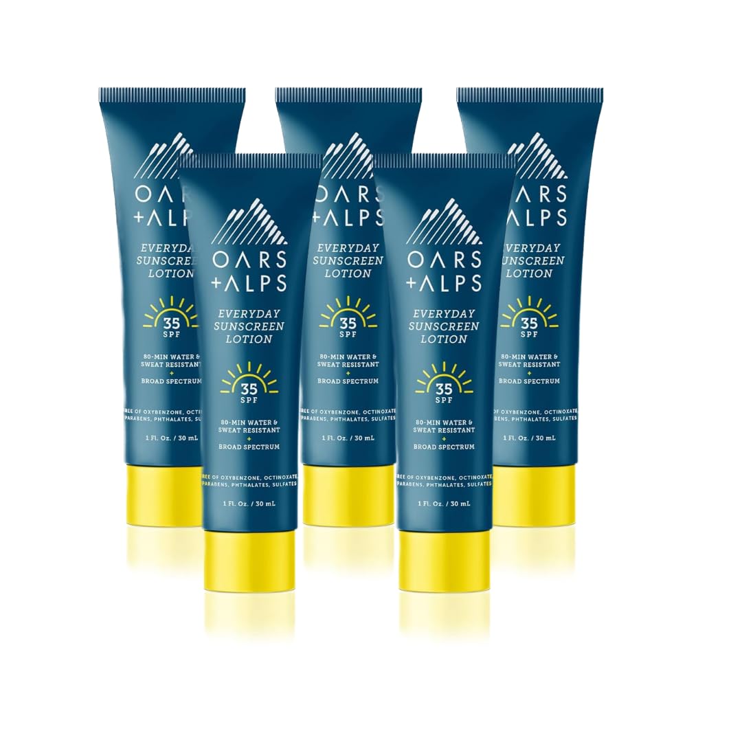 Oars + Alps Everyday Spf 35 Sunscreen Body Lotion, Aloe & Vitamin E, 5 Pack, 1 Fl Oz Each