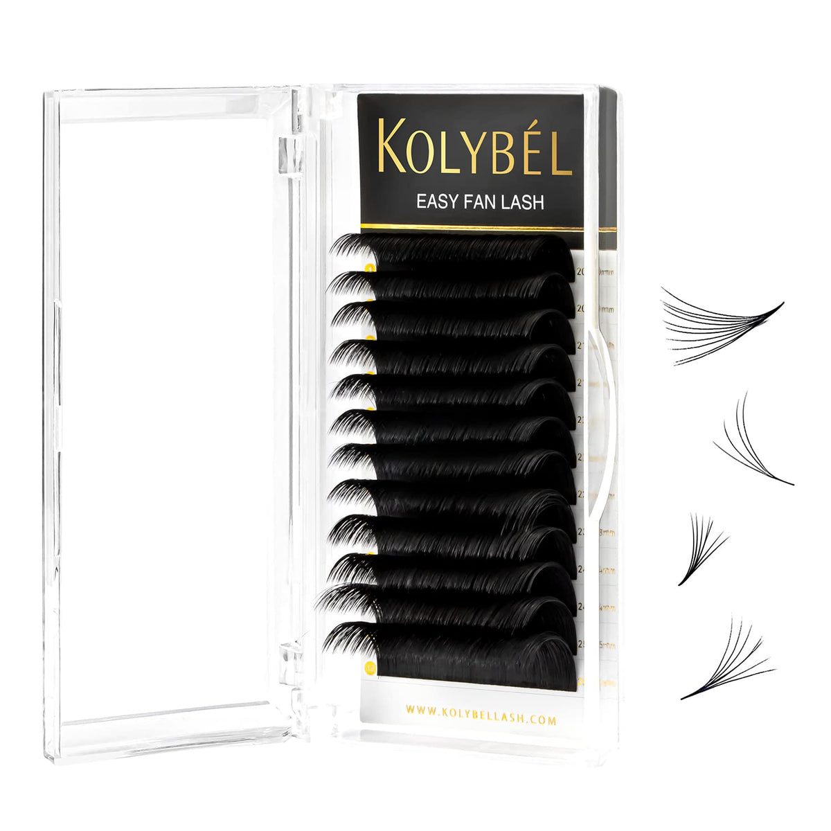 Kolybel 0.07mm C D Curl Red Volume Lash Extensions - 20-25mm Auto Blooming Easy Fan Lashes