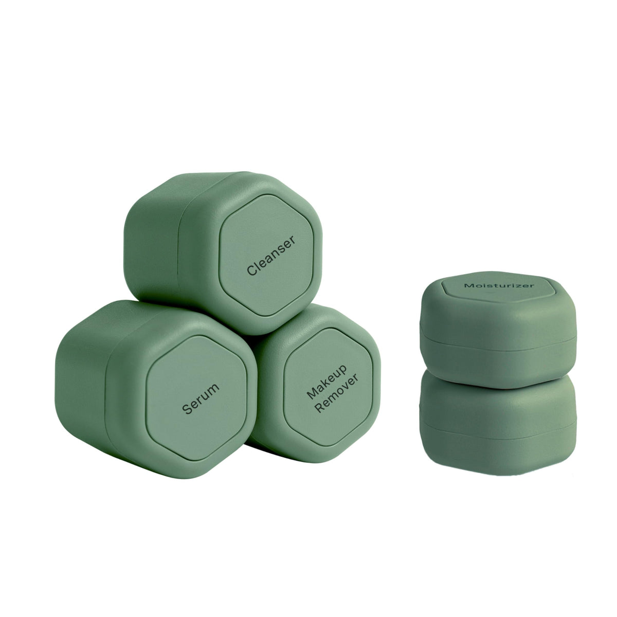 Cadence Core Skincare Set - Eucalyptus Travel Containers With Cleanser, Moisturizer, Serum