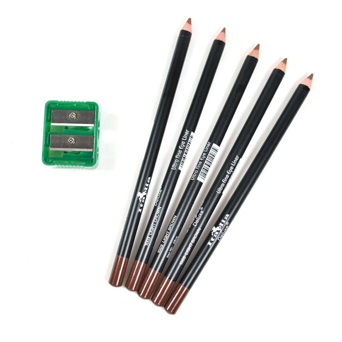 Aolbic Italia 5 Pcs Brown Eye & Lip Liner Pencil Set + Sharpener & Zipbag