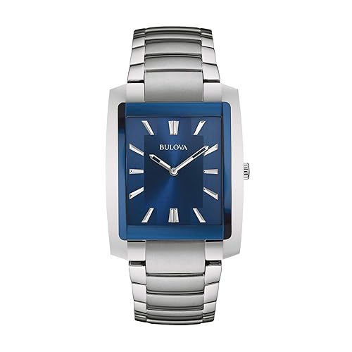 Bulova Men'S Classic Stainless Steel Blue 2-Hand Quartz Watch Style 96A169