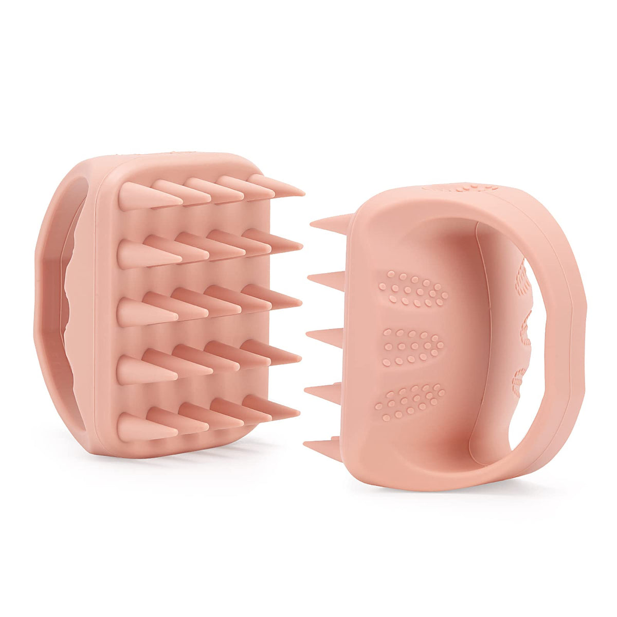 BTYMS Silicone Scalp Massager Brush - 2 Pcs Exfoliating Hair Washing Scrubber in Salmon Pink