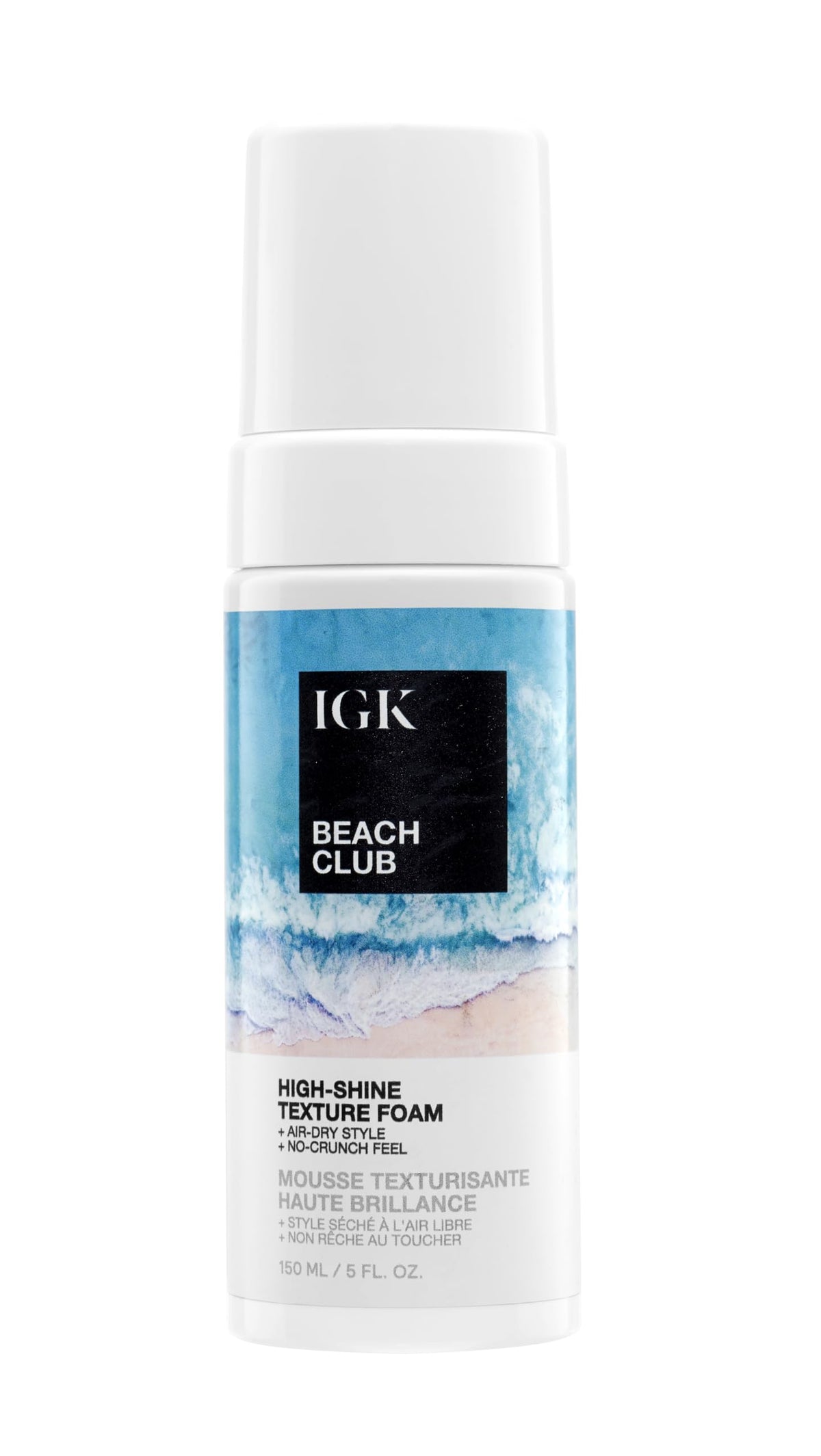 Igk Beach Club High Shine Texture Foam - 5 Fl Oz Cream Styling Foam For Glossy Beach Waves