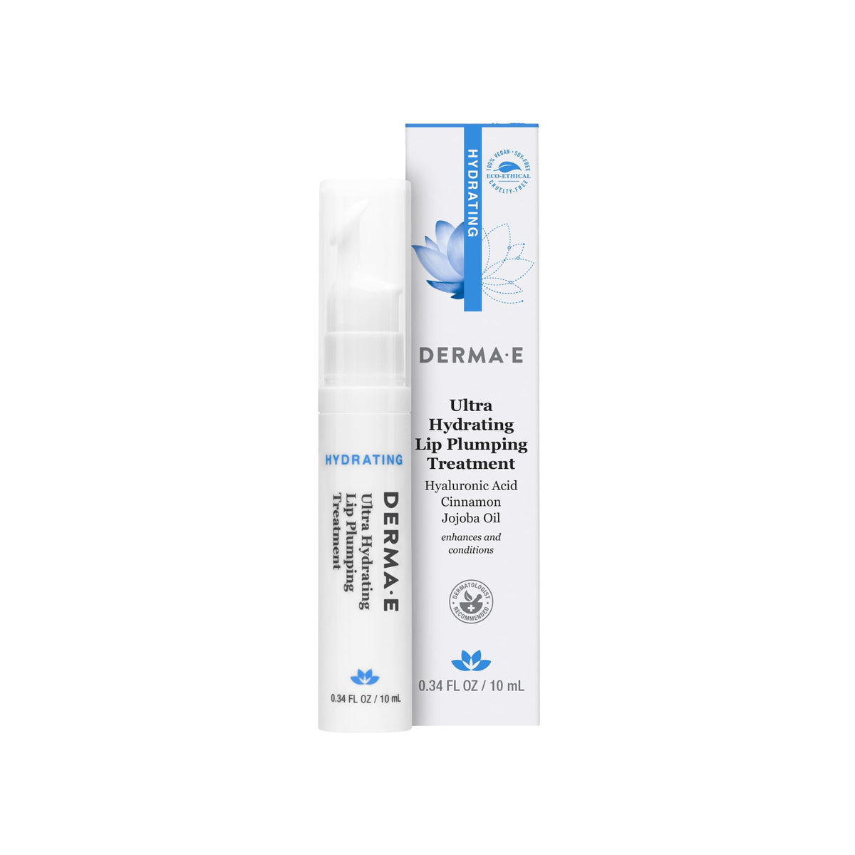 Derma E Ultra Hydrating Lip Plumping Treatment With Hyaluronic Acid & Jojoba Oil, 0.34 Fl Oz