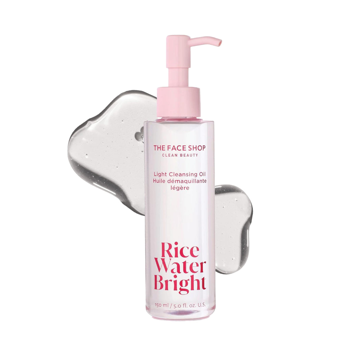 The Face Shop Rice Water Bright Facial Cleansing Oil, Vegan Makeup Remover, 150Ml